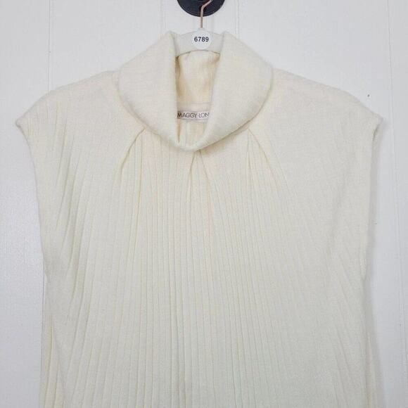 Maggy London Womens Wool Blend Ribbed Ivory Knit Sweater Dress Size 4 - Picture 3 of 14